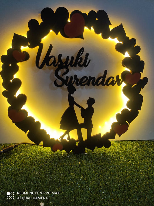 Led Hearts Couple Fire Lamp