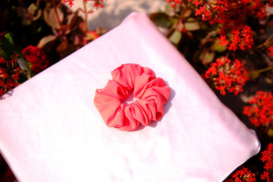 Tango Orange Crape Scrunchie