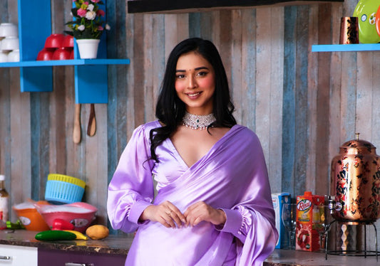 Lavender Satin Stitched Blouse