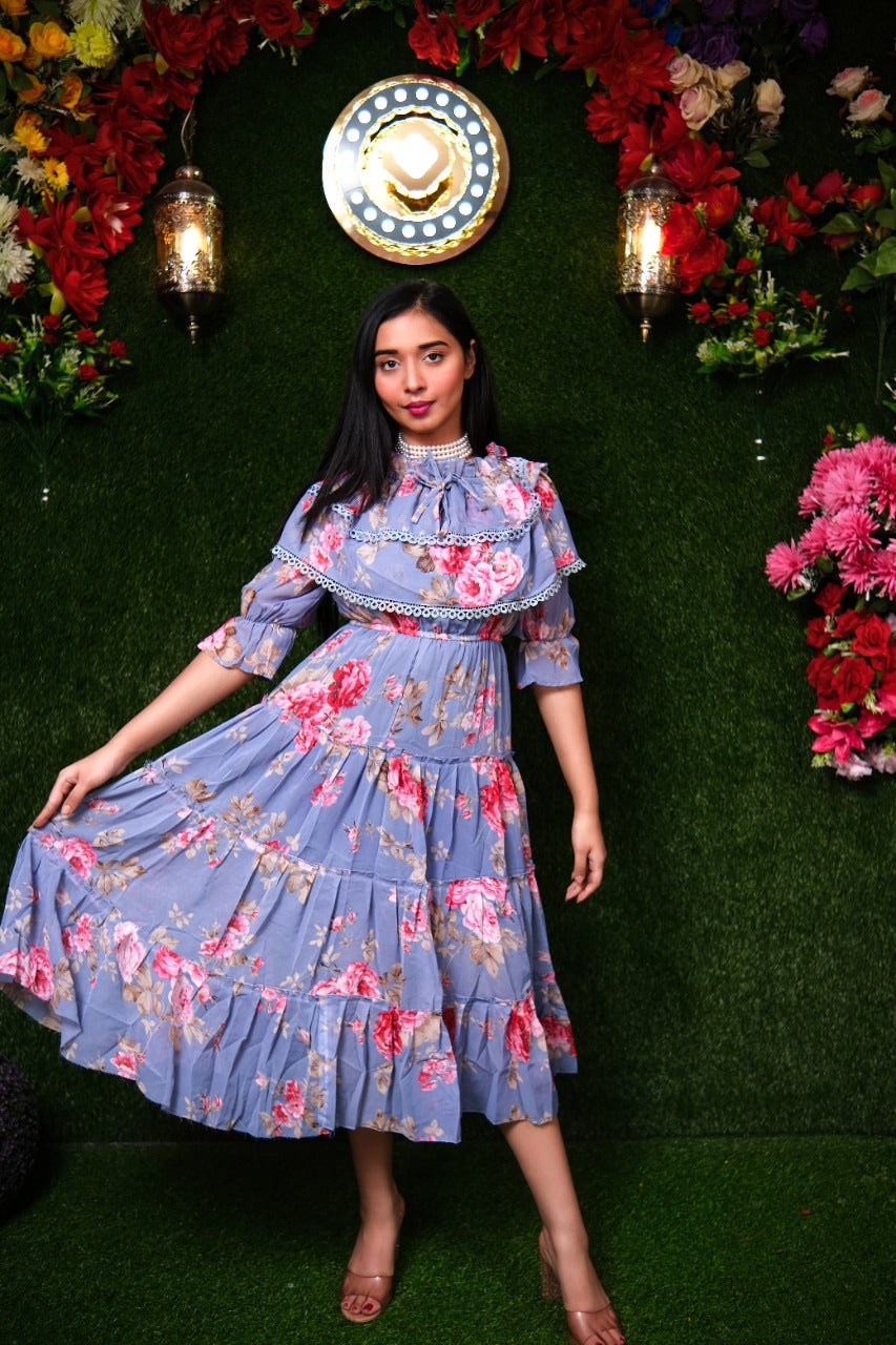 Hermione dress - Blue floral