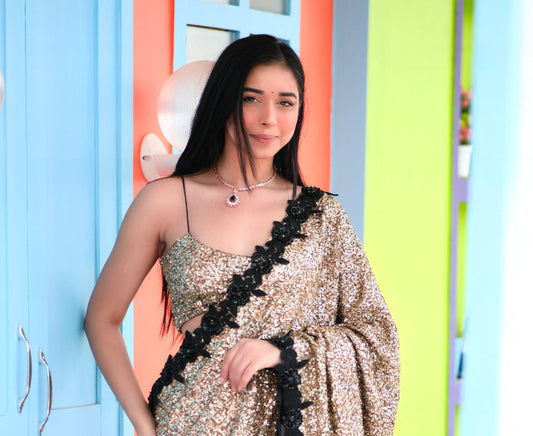 Golden Glam Blouse Stitched Blouse