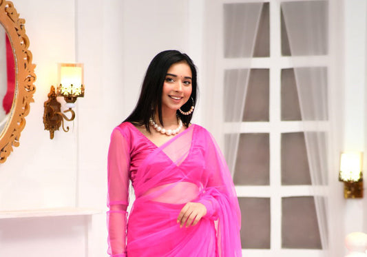 Candy Full Sleeve Mesh Stitched Blouse