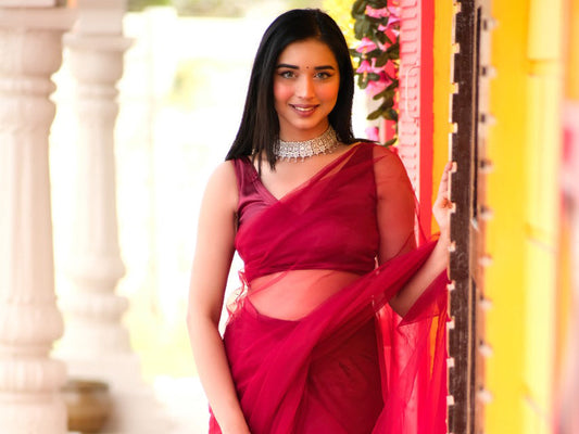 Valentine Red Satin Stitched Blouse