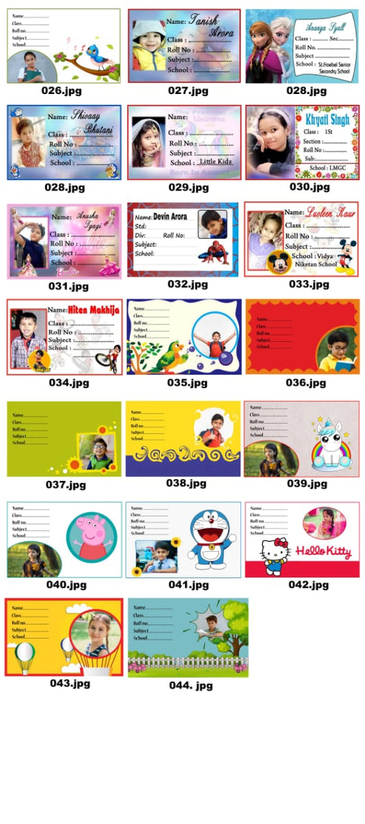 Customized Note book Name slips for your Children