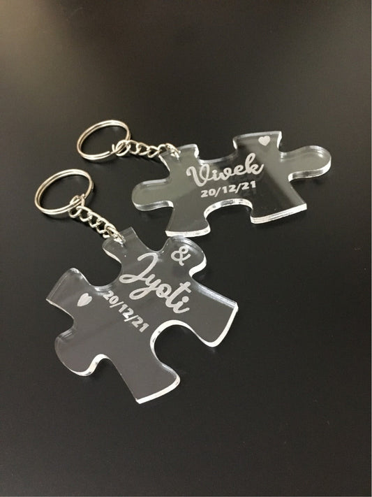 Acrylic Puzzle Couple Keychain
