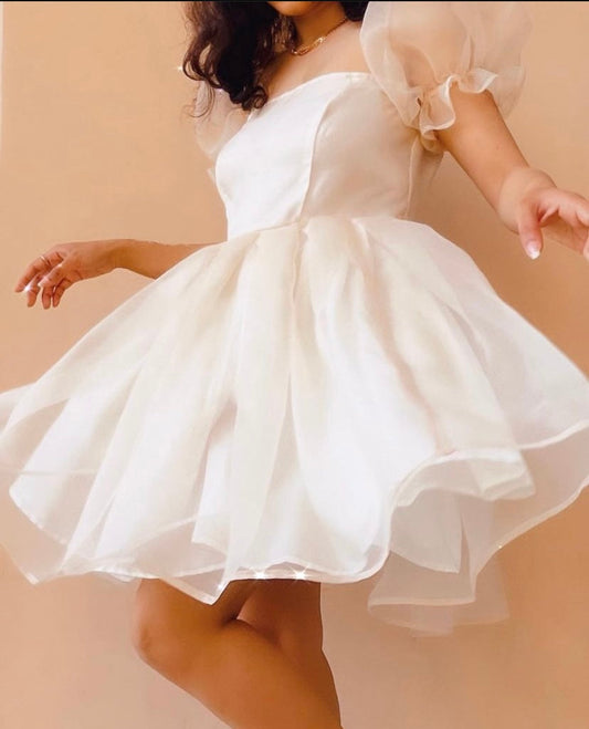White Barbie Puff Dress