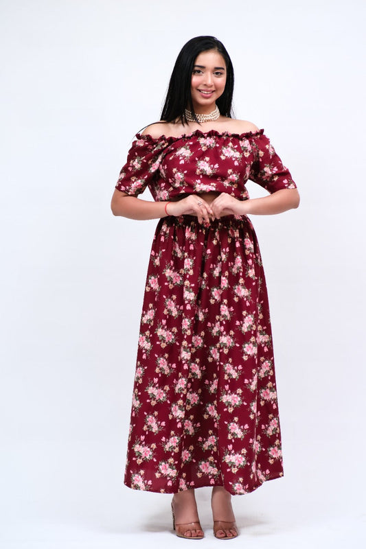 Janece rosy Skirt top