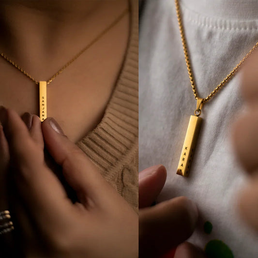 PERSONALISED CUBOID COUPLE PENDANTS