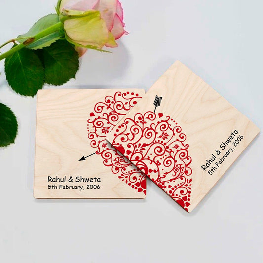 Personalised Wooden Coasters Wedding Anniversary Love