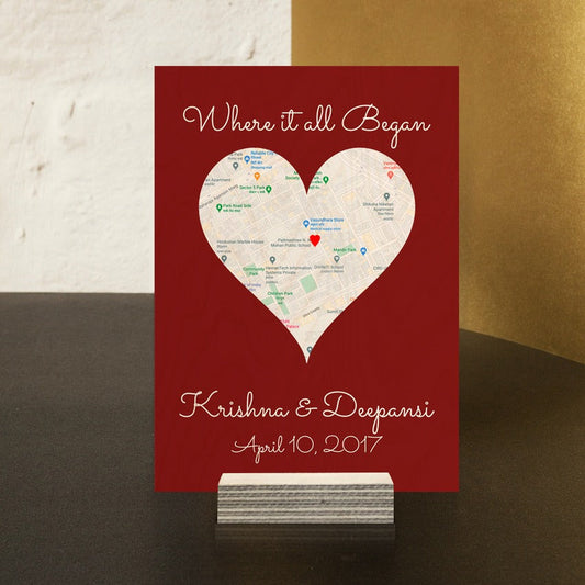 Personalised Map Heart Wedding Gift Special