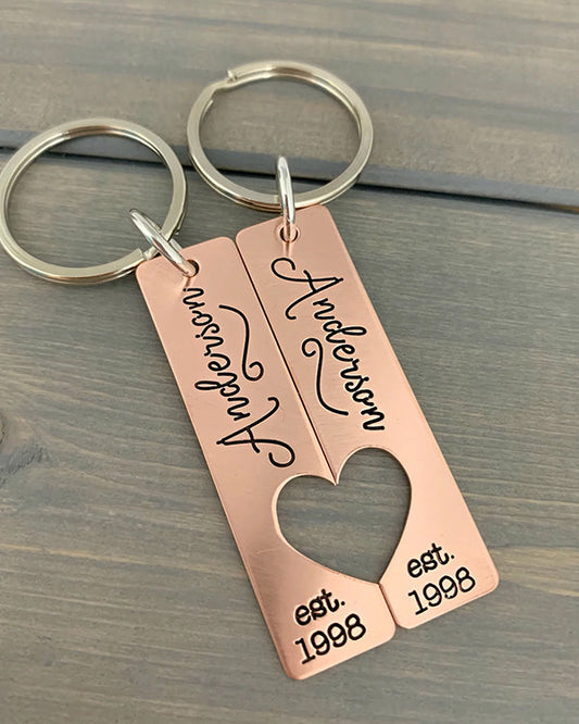 Personalised Pair Of Keychain With Heart