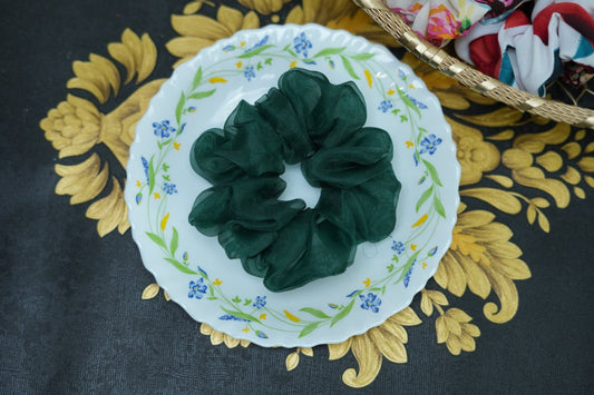 Phthalo organza scrunchie