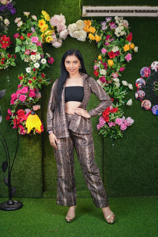 Animal Print Pant Shirt Co- Ords set