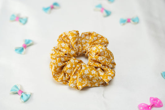 Yellow Gypsophila scrunchie