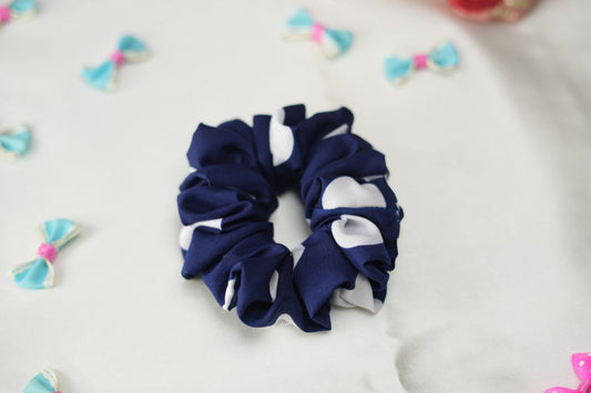 Blue big polka Scrunchie