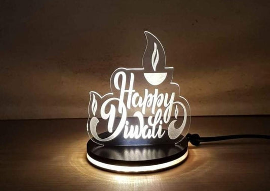 Happy Diwali Glass Lamp