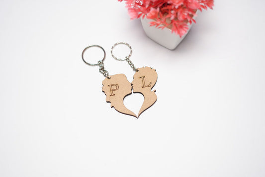 Initial Couple Cutout Keychain