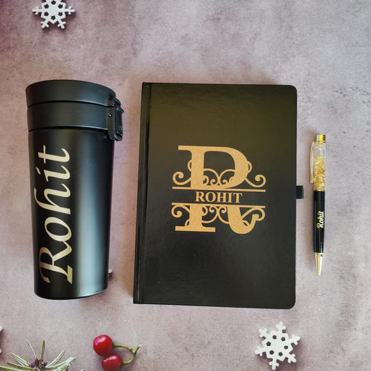 Personalised Planner diary with classic pen and insulated mug combo