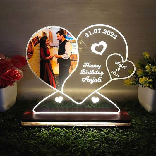 Customise couple heart led table top