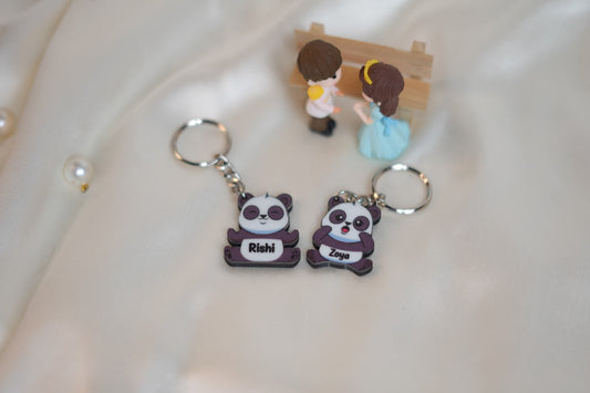 Cute panda couple keychain