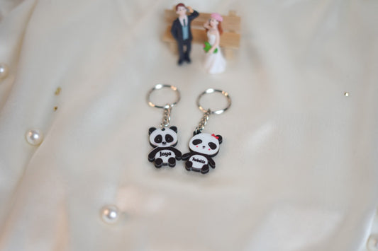 Cute panda couple keychain V2