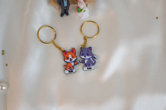 Cute cat couple keychain