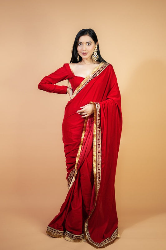 Sada saubhagyavati bhava velvet saree
