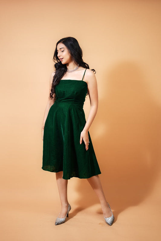 Green Velvet Skater Dress