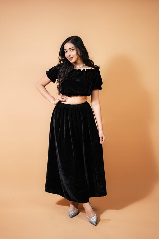 Black Velvet Skirt and Top