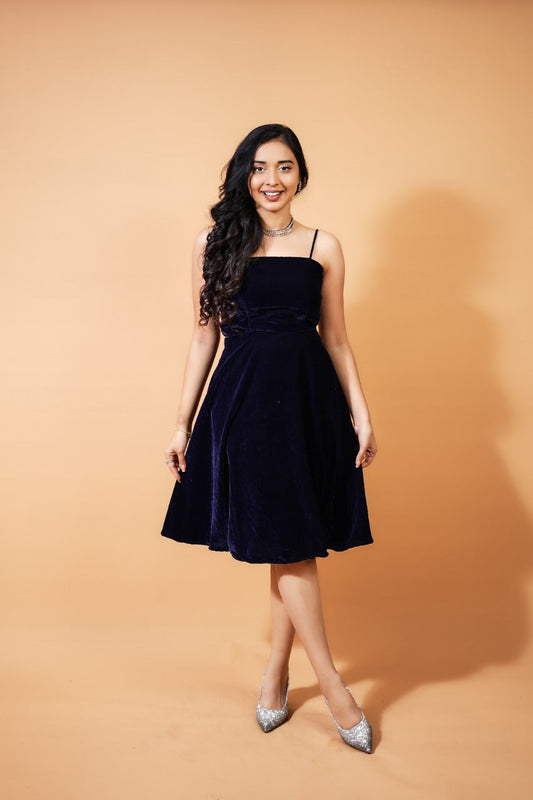 Blue Velvet Skater Dress