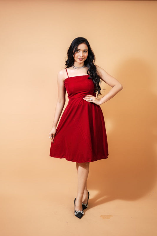 Red Velvet Skater Dress