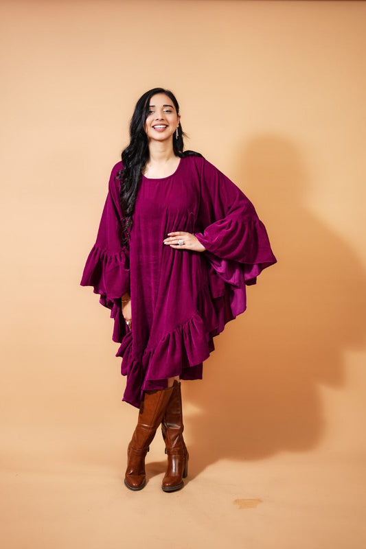 Purple Velvet Frill Cape