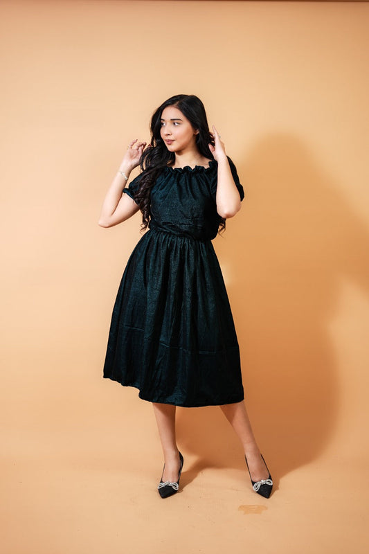 Glitter Green Velvet Dress