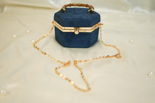 Royal Blue Velvet Hexagonal Clutch