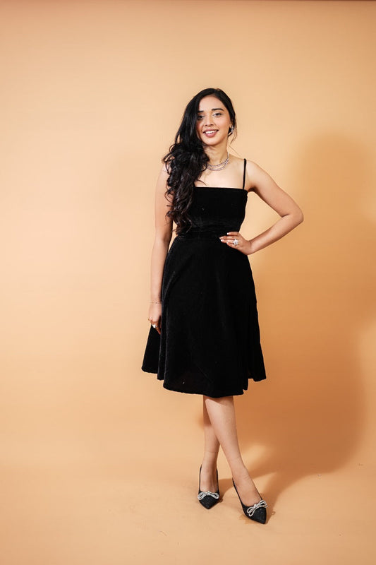 Black Velvet Skater Dress plus