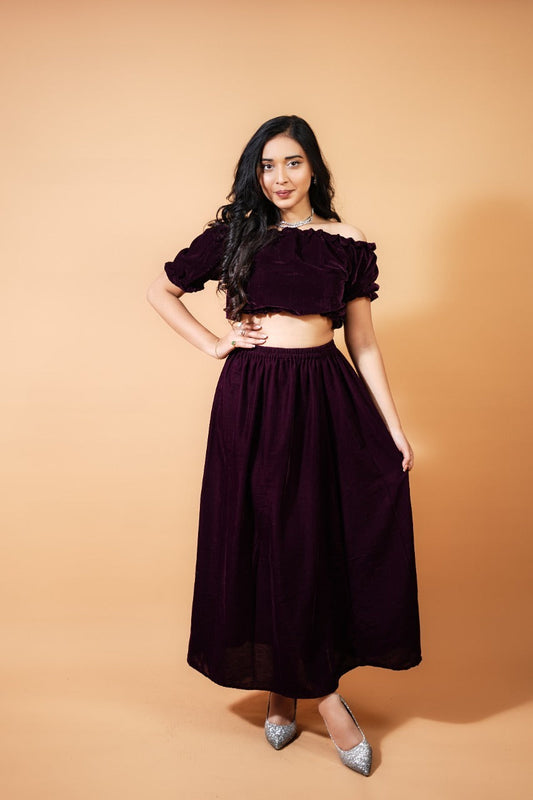 Wine Velvet Skirt and Top plus