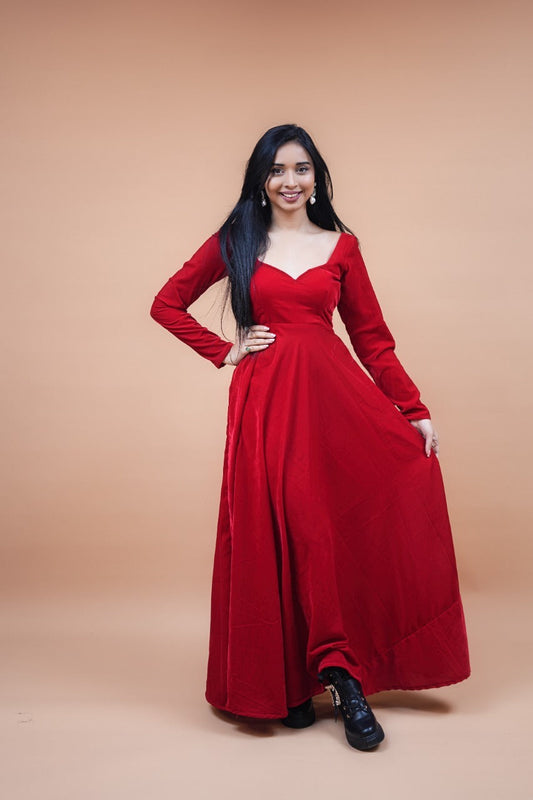 Helena Red Velvet Gown plus