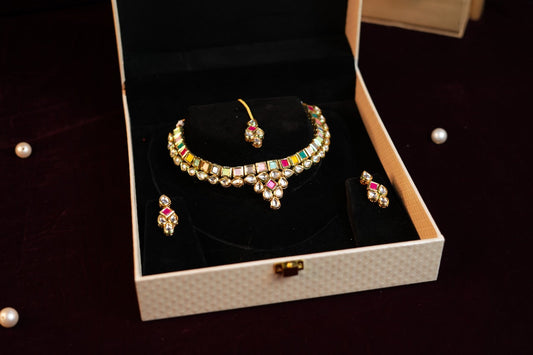 Kundan Gold Plated Multicolour Necklace Set