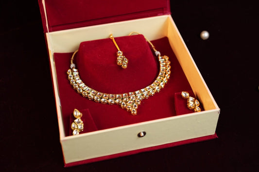 Gold Finish Kundan Necklace Set