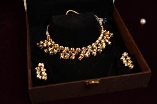 Gold Finish Royal Kundan Necklace Set
