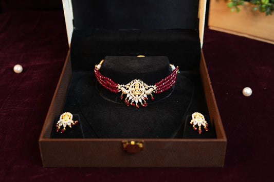 Maroon Temple Choker Set
