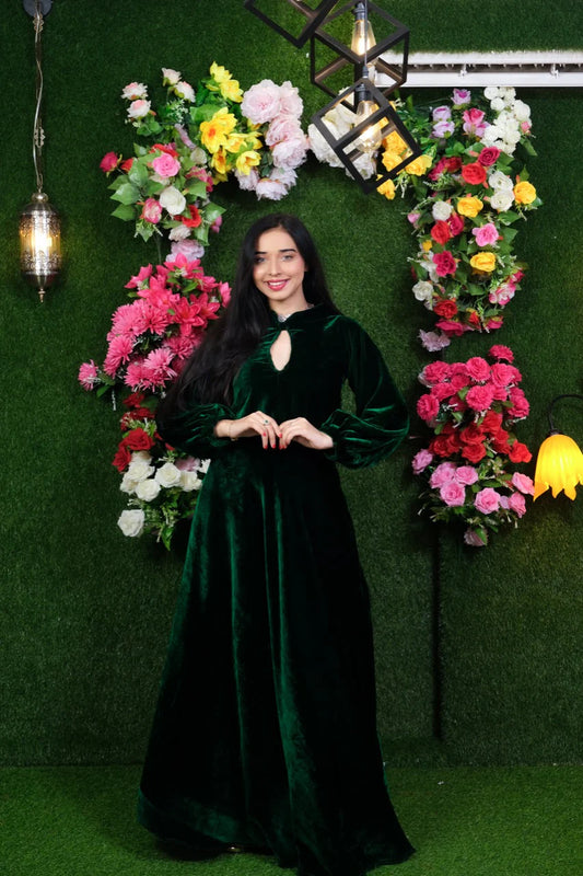 Green Velvet Enve Gown