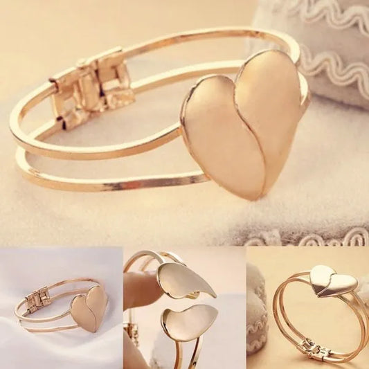 Lady Elegant Heart Cuff Bracelet Bangle