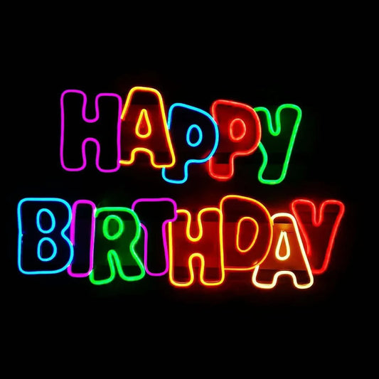 Happy Birthday Multi Colour Neon