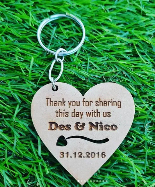 Wooden Couple Keychain - 2