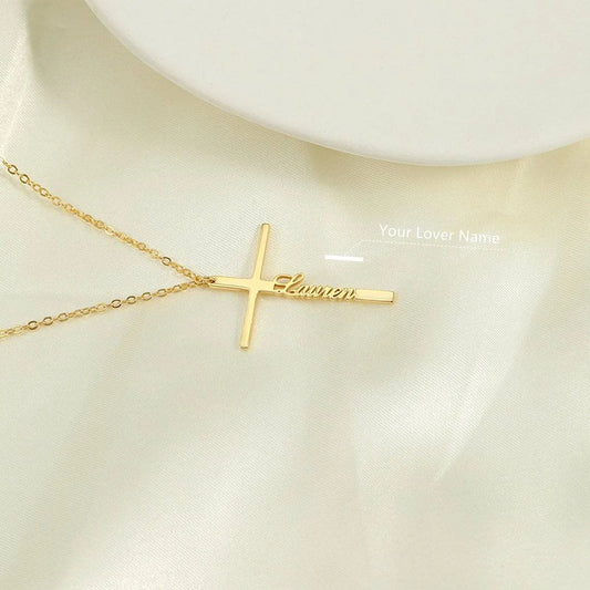 22K Cross Style Name Necklace