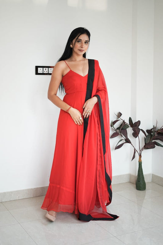 Georgette Anarkali With Dupatta