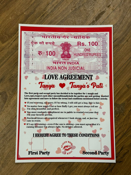 Customised Love Agreement