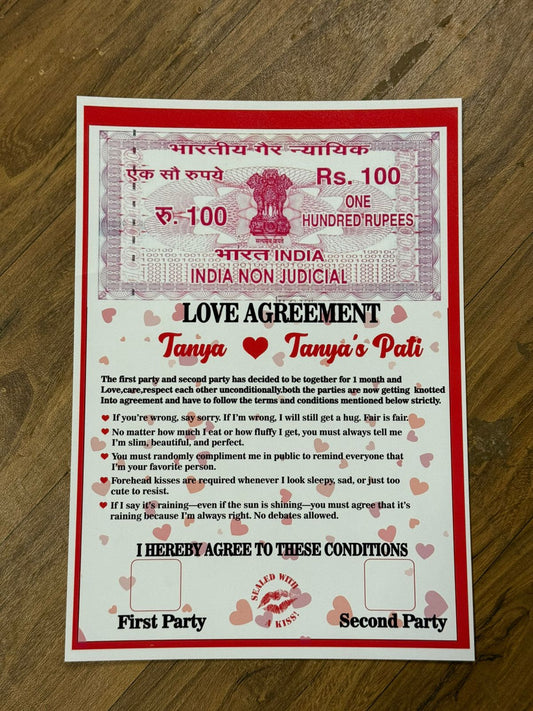 Customised Love Agreement