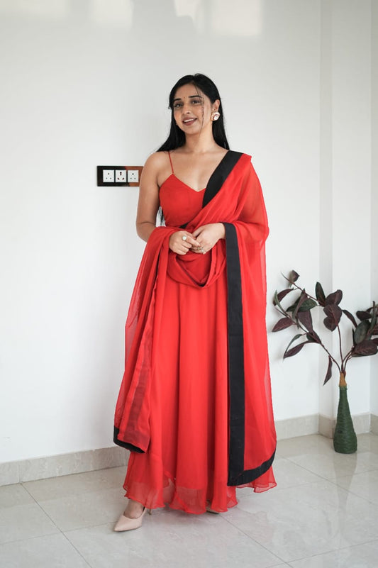 Georgette Anarkali With Dupatta